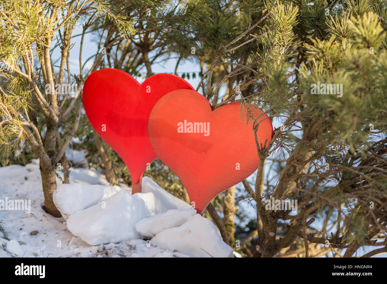 Two decorative hearts standing hi-res stock photography and images - Alamy