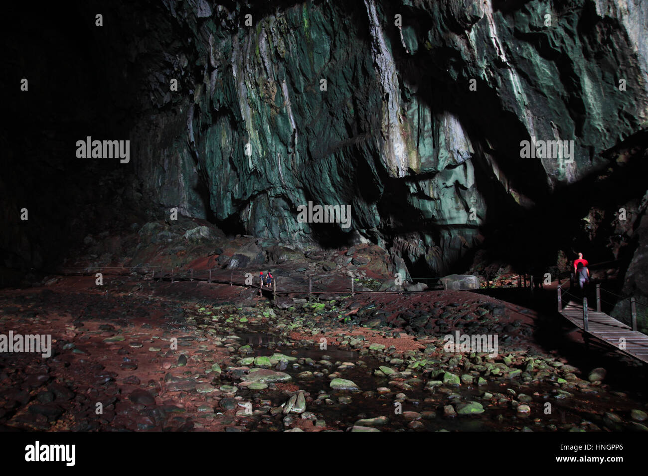 Interior chamber of Deer Cave in Mulu National Park, Sarawak. Deer Cave is the largest cave passage in the world. Stock Photo