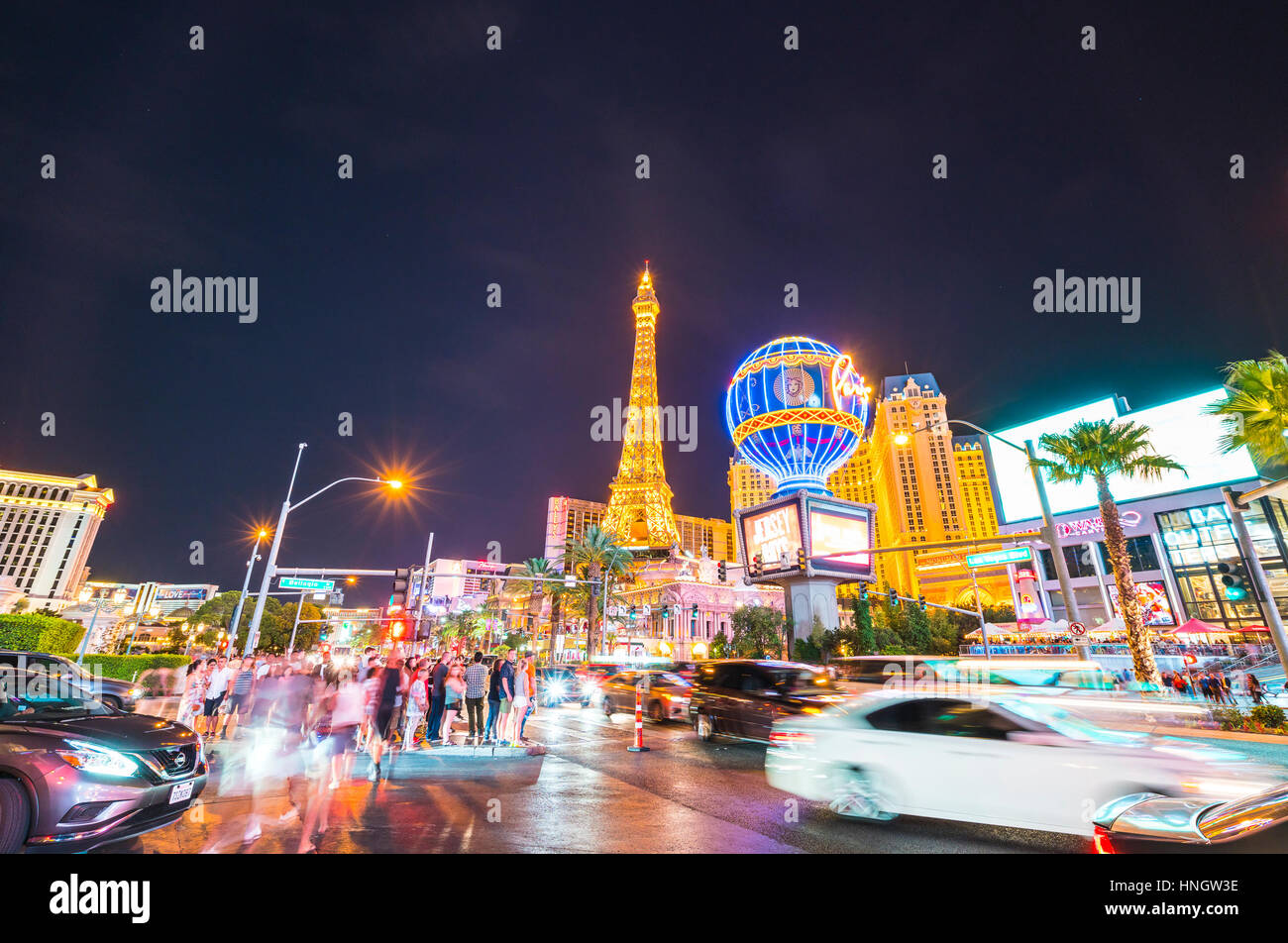 Las Vegas,Nevada,usa.07/28/16 : scenic view of Las Vegas cityscape at night with traffic lighting,las vegas,Nevada,usa. Stock Photo