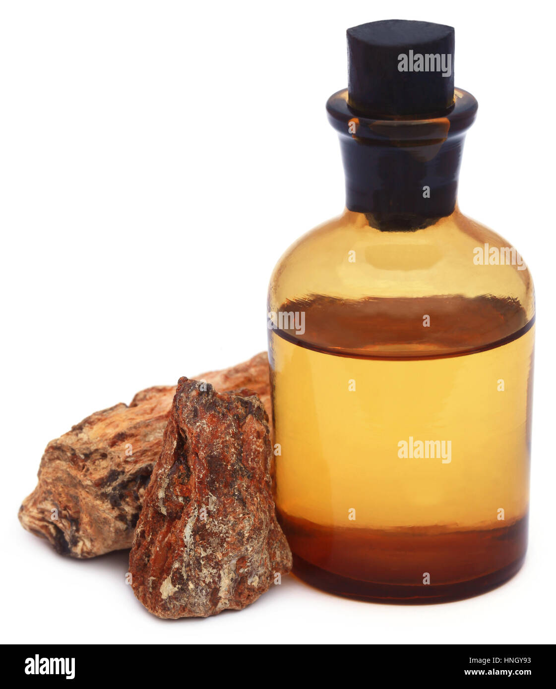 Essential oil with Frankincense dhoop, a natural aromatic resin used in perfumes and incenses Stock Photo