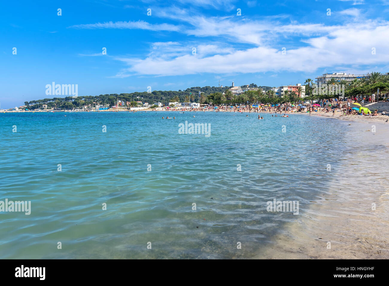 Antibes, France - June 26, 2016: people subathing on Plage du Ponteil in  Antibes. Located between old Antibes and Cap d'Antibes, it is a popular  local Stock Photo - Alamy