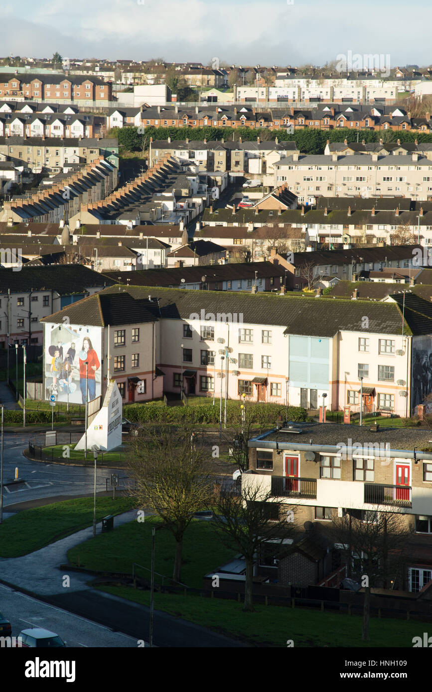 View of the Bogside from the city walls, Derry, Londonderry, Northern Ireland Stock Photo