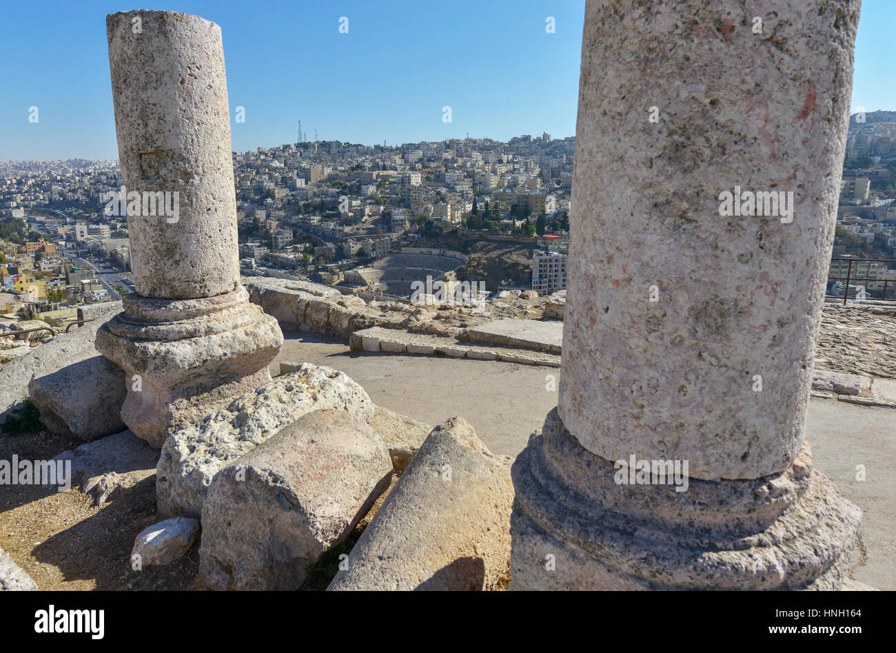 The ruins of the ancient citadel in Amman, Jordan Stock Photo