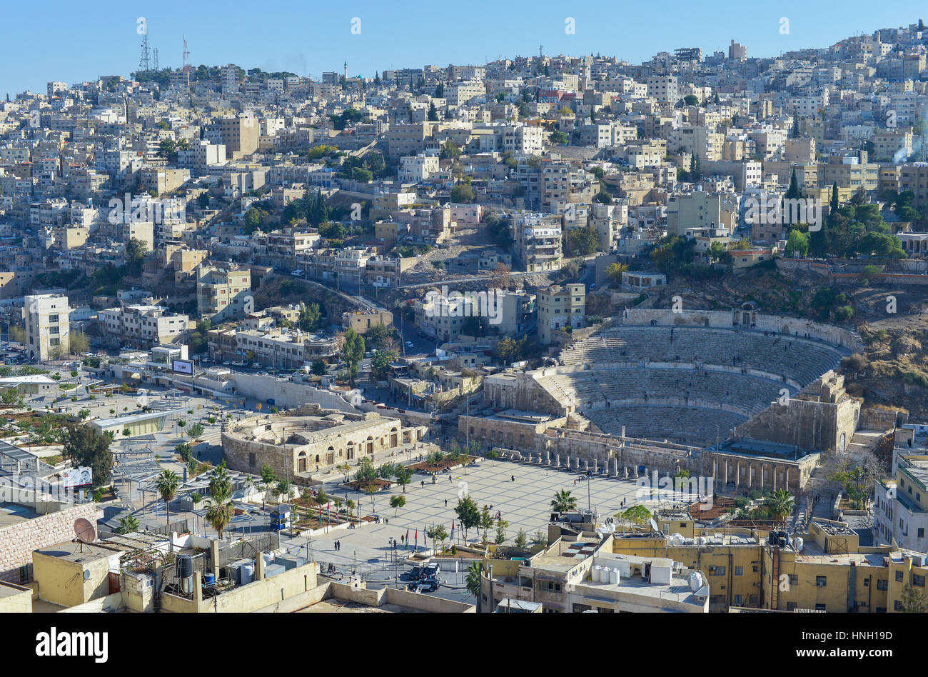 Amman, Jordan - December 9, 2016: Views of the Roman theater of the city of Amman in Jordan. Stock Photo