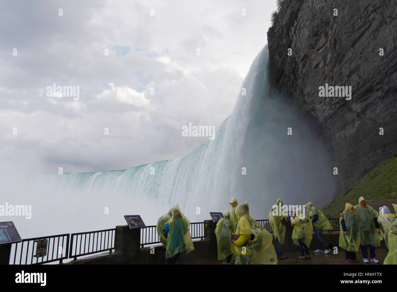 Journey Behind the Falls, platform, Horseshoe Fall, Falls View, Niagara Falls, Ontario, Canada Stock Photo
