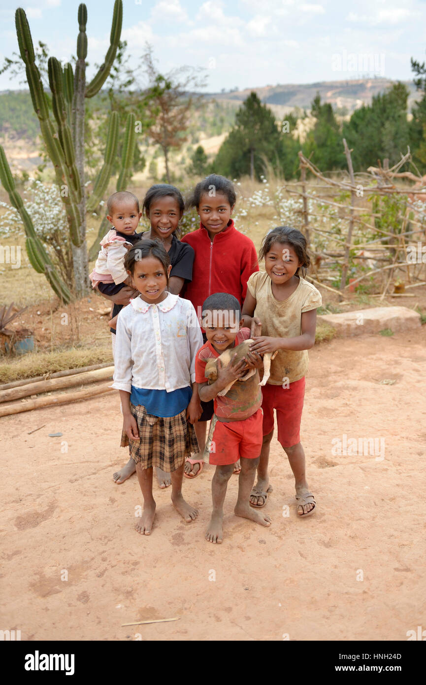 Children in the village Ambatomitsangana, district Miarinarivo, region Itasy, Madagascar Stock Photo