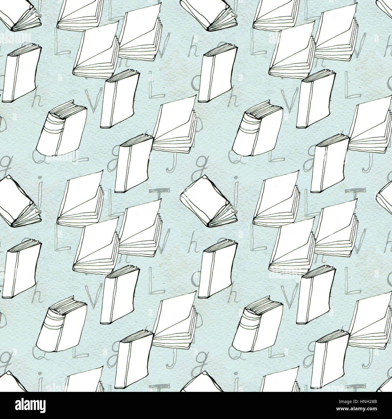 Seamless pattern with books Stock Photo - Alamy