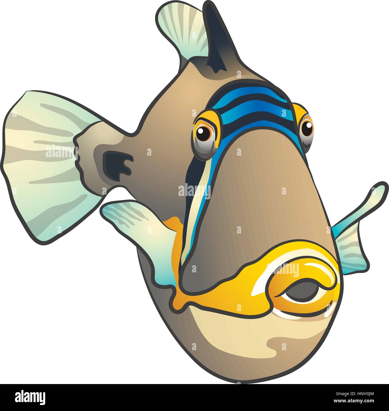 Picasso triggerfish. fish isolated on white background Stock Vector