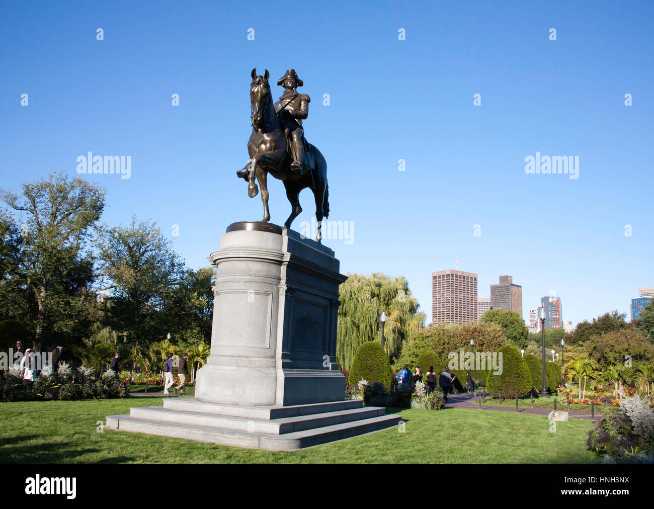 Equestrian statue of George Washington Boston Public Garden near Boston Common Boston Massachusetts USA Stock Photo