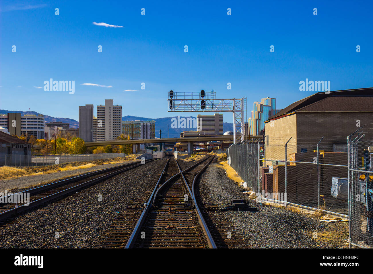 Railroad Tracks Leading Into Reno, Nevada, USA Stock Photo Alamy