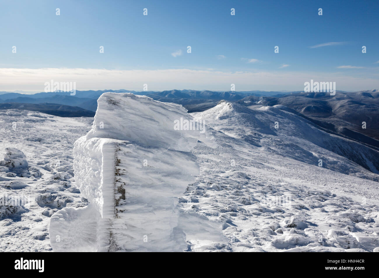 Appalachian Trail - Trail sign near the summit cone of Mount Washington ...