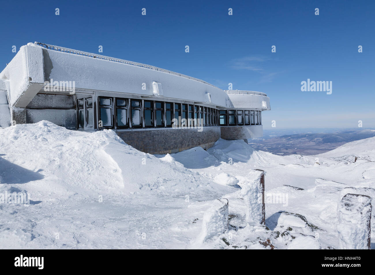 The summit of Mount Washington in the White Mountains, New Hampshire during the winter months