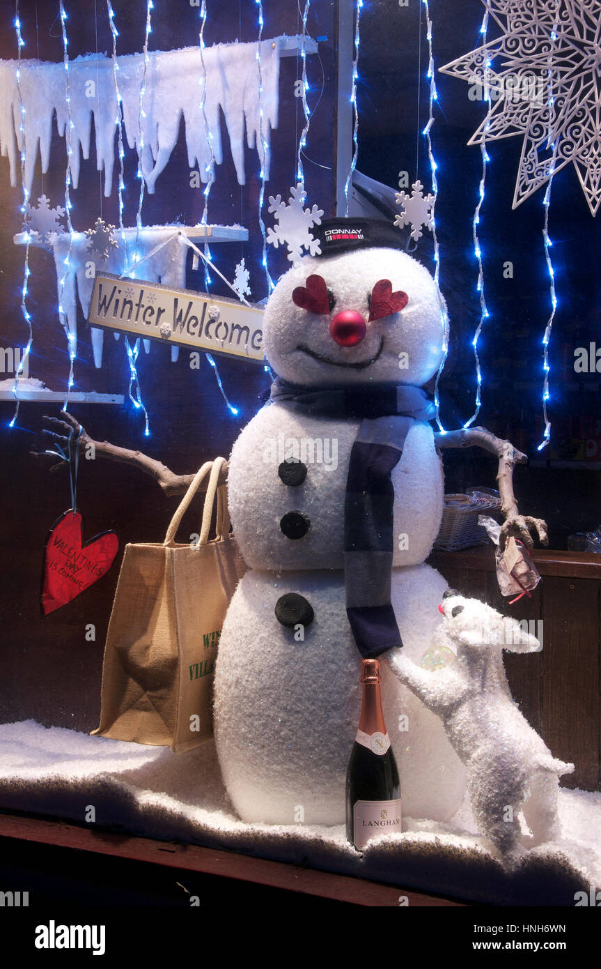Winter welcome. A smiling snowman is the centrepiece of a quirky winter ...