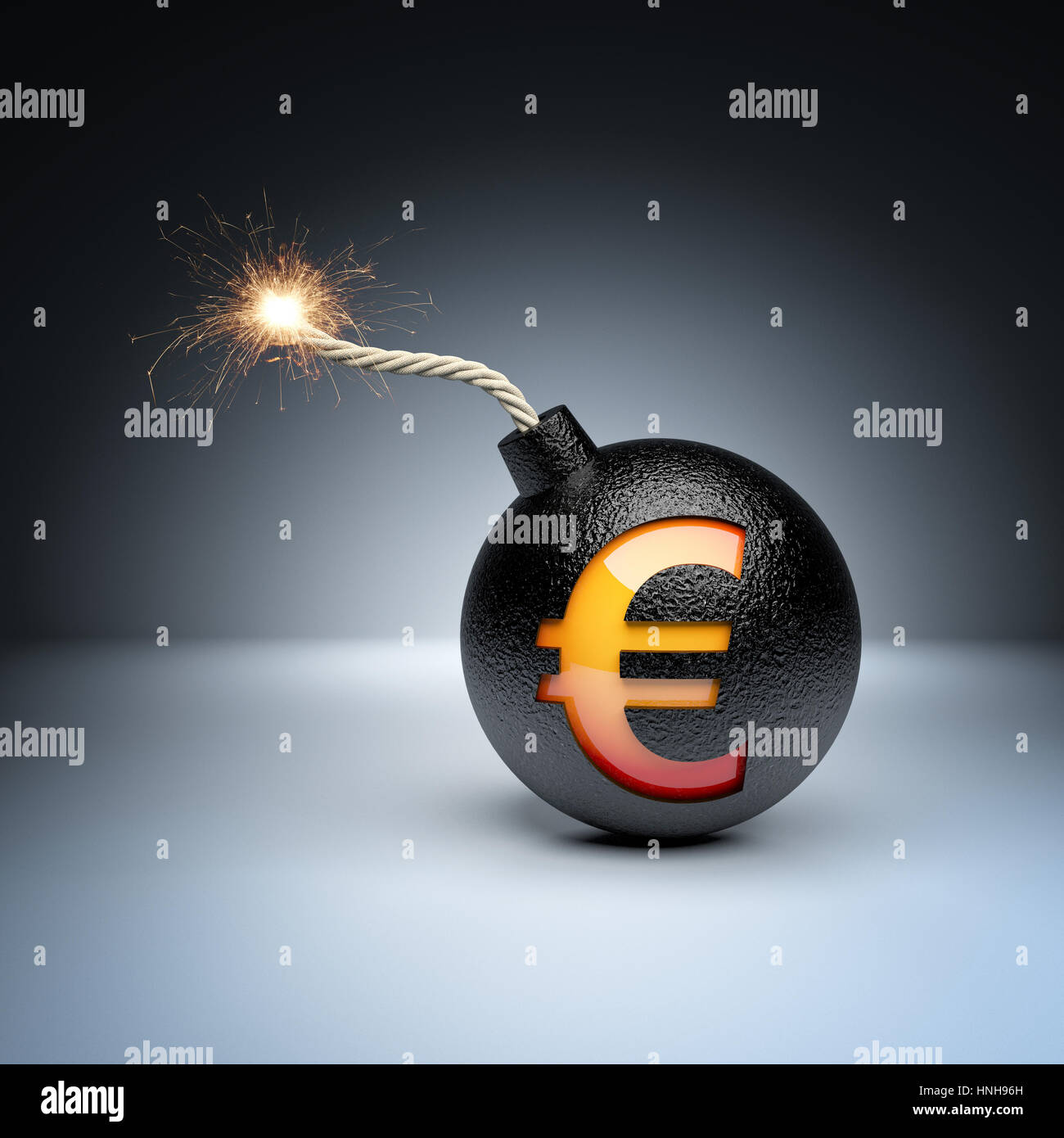 classic bomb with euro symbol 3d rendering image Stock Photo