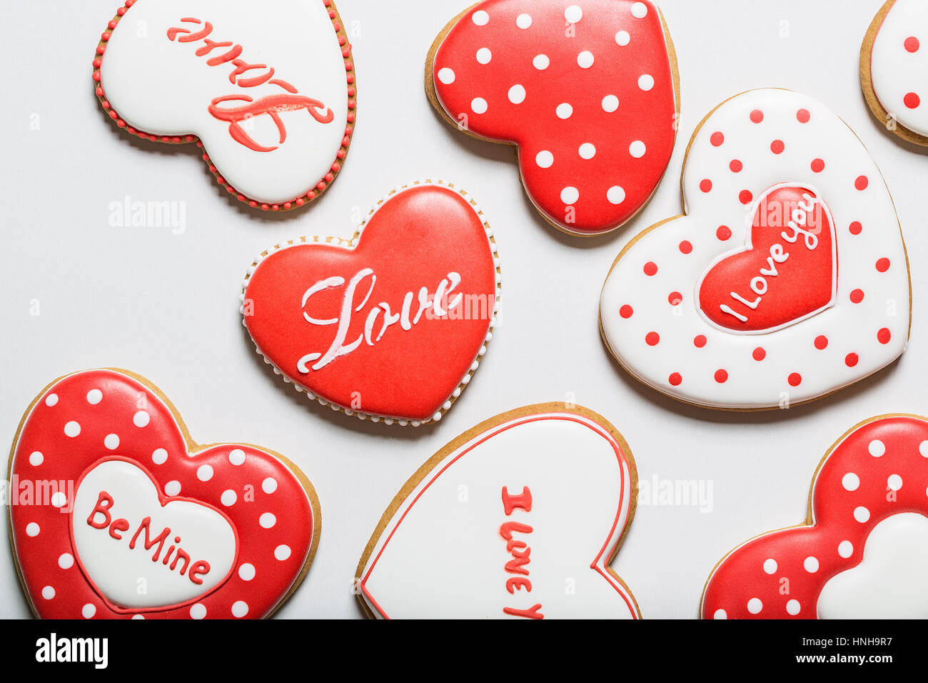 Beautiful hearts gingerbread cookie. Concept the Feast Day of Holiday Valentine's Day, Mother's day. Stock Photo