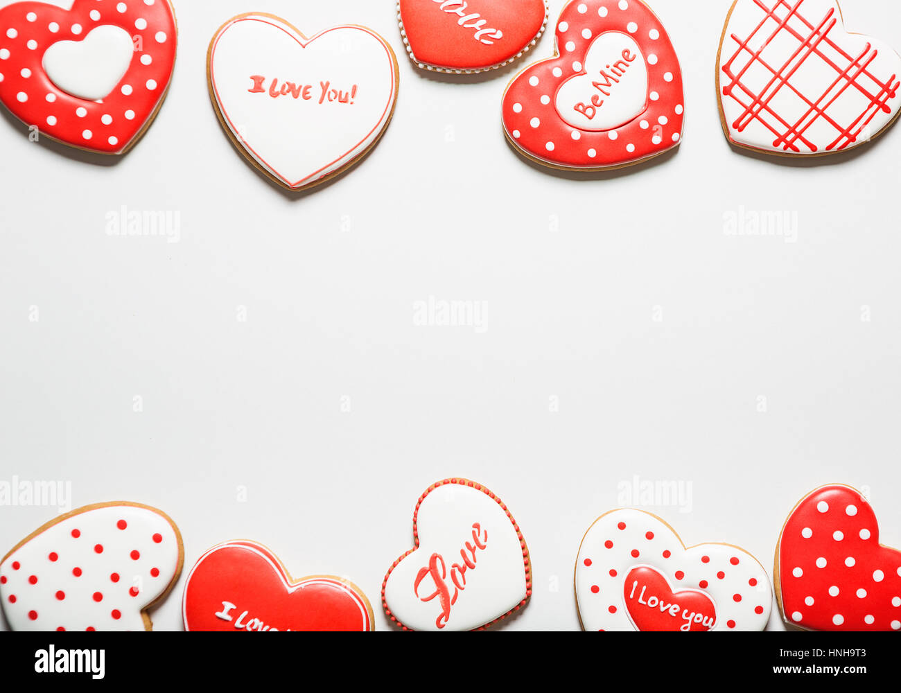 Beautiful hearts gingerbread cookie. Concept the Feast Day of Holiday Valentine's Day, Mother's day. Free space Stock Photo