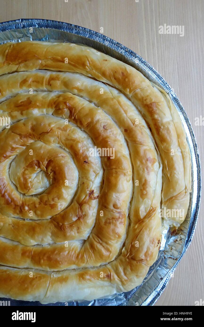 Greek Cuisine. Traditional Oven Baked STRIFTOPITA with Feta.( Spiral
