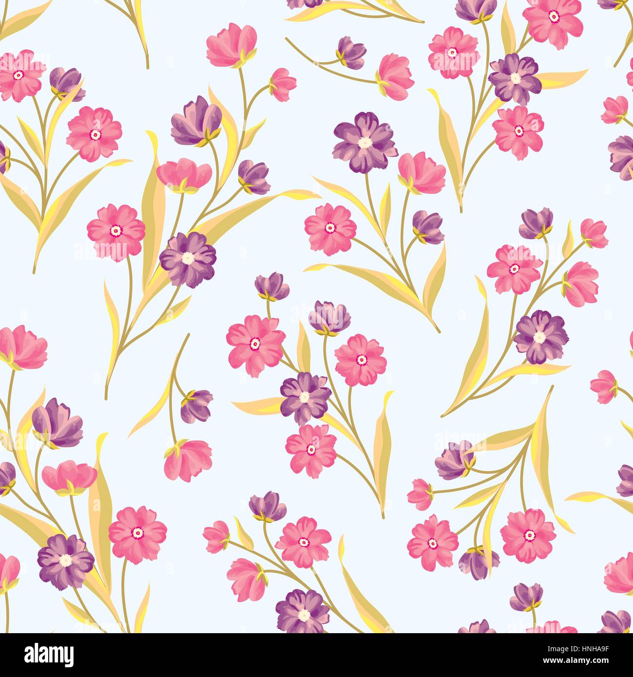 Flowers Seamless Pattern Floral Summer Bouquet Tile Background Stock Vector Image Art Alamy