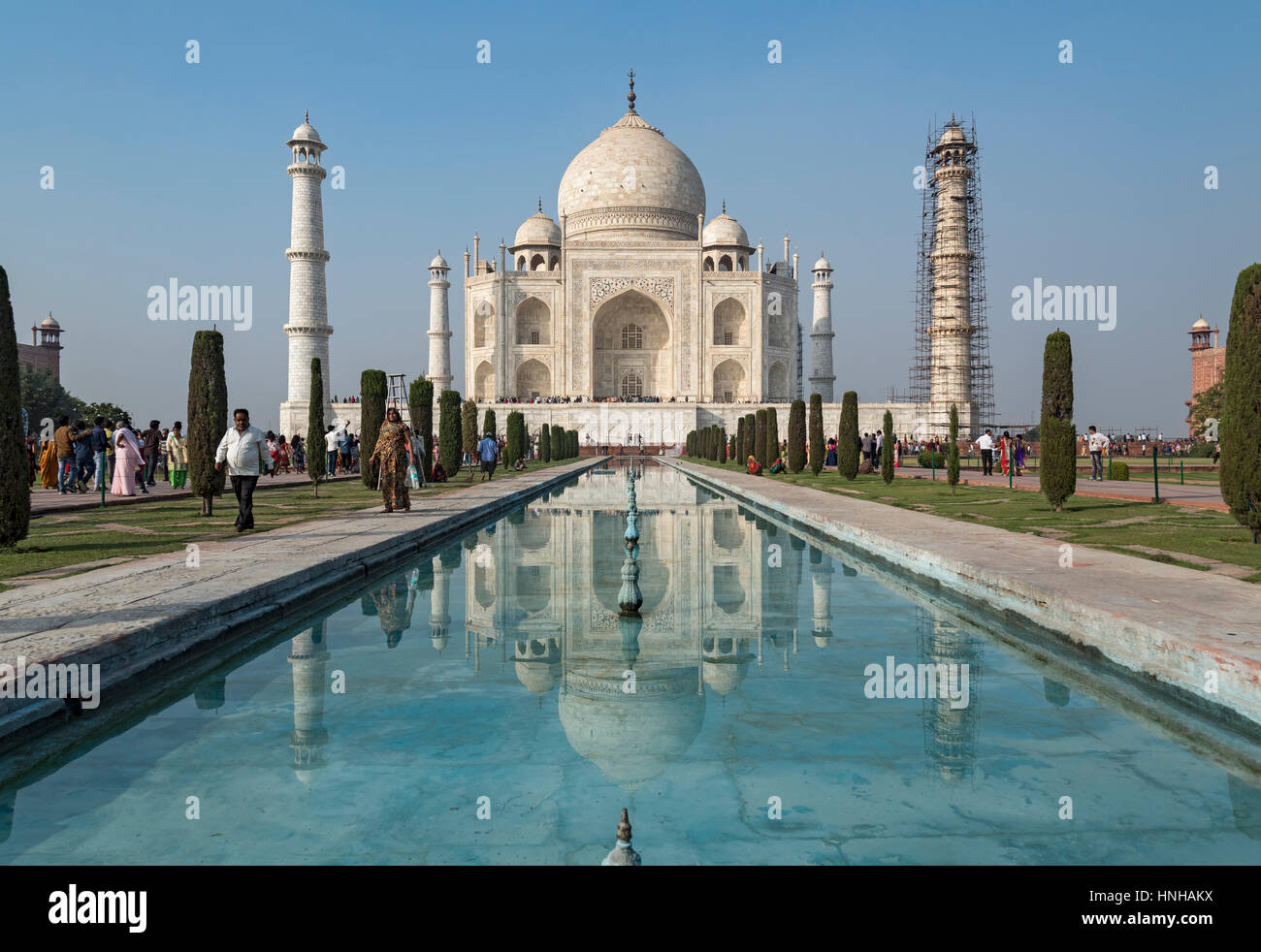 Taj Mahal with the reflecting pool, Agra, India Stock Photo