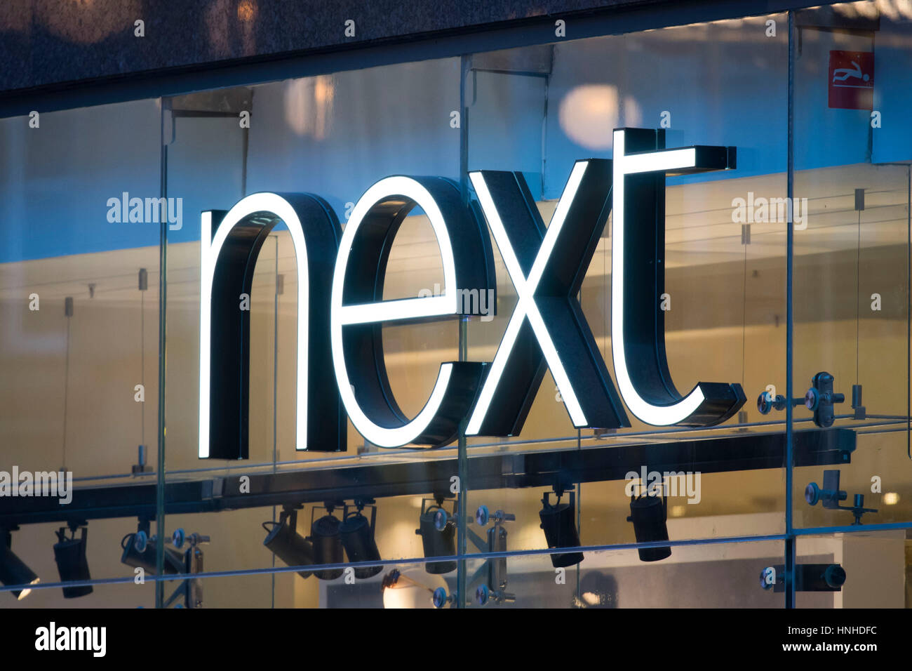 Next store sign logo Stock Photo Alamy