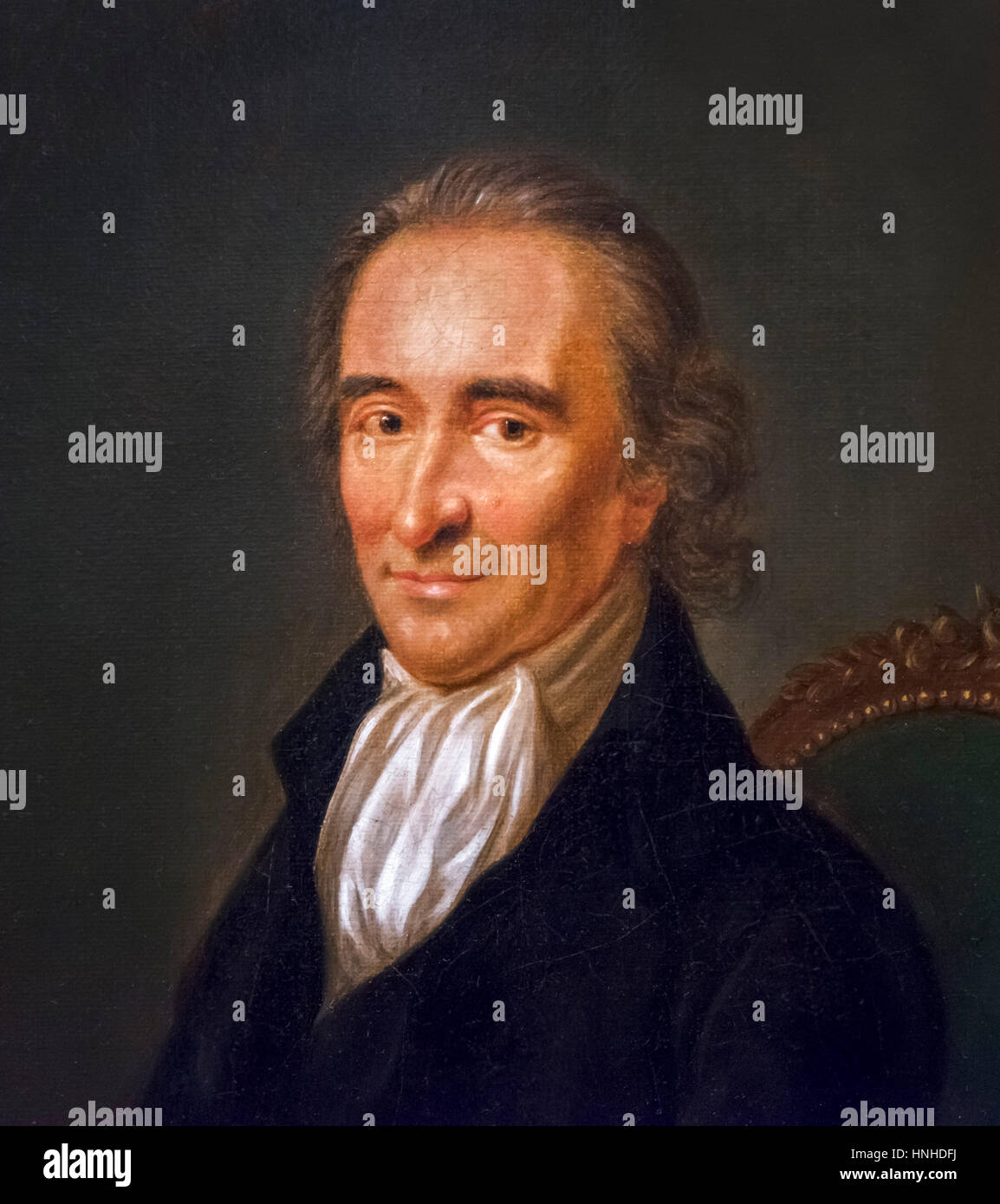 Thomas Paine, the English born activist and philosopher, whose pamphlet Common Sense (1776) crystallized the rebellious demand for independence from Great Britain, portrait by Laurent Dabos, oil on canvas, c.1792 Stock Photo