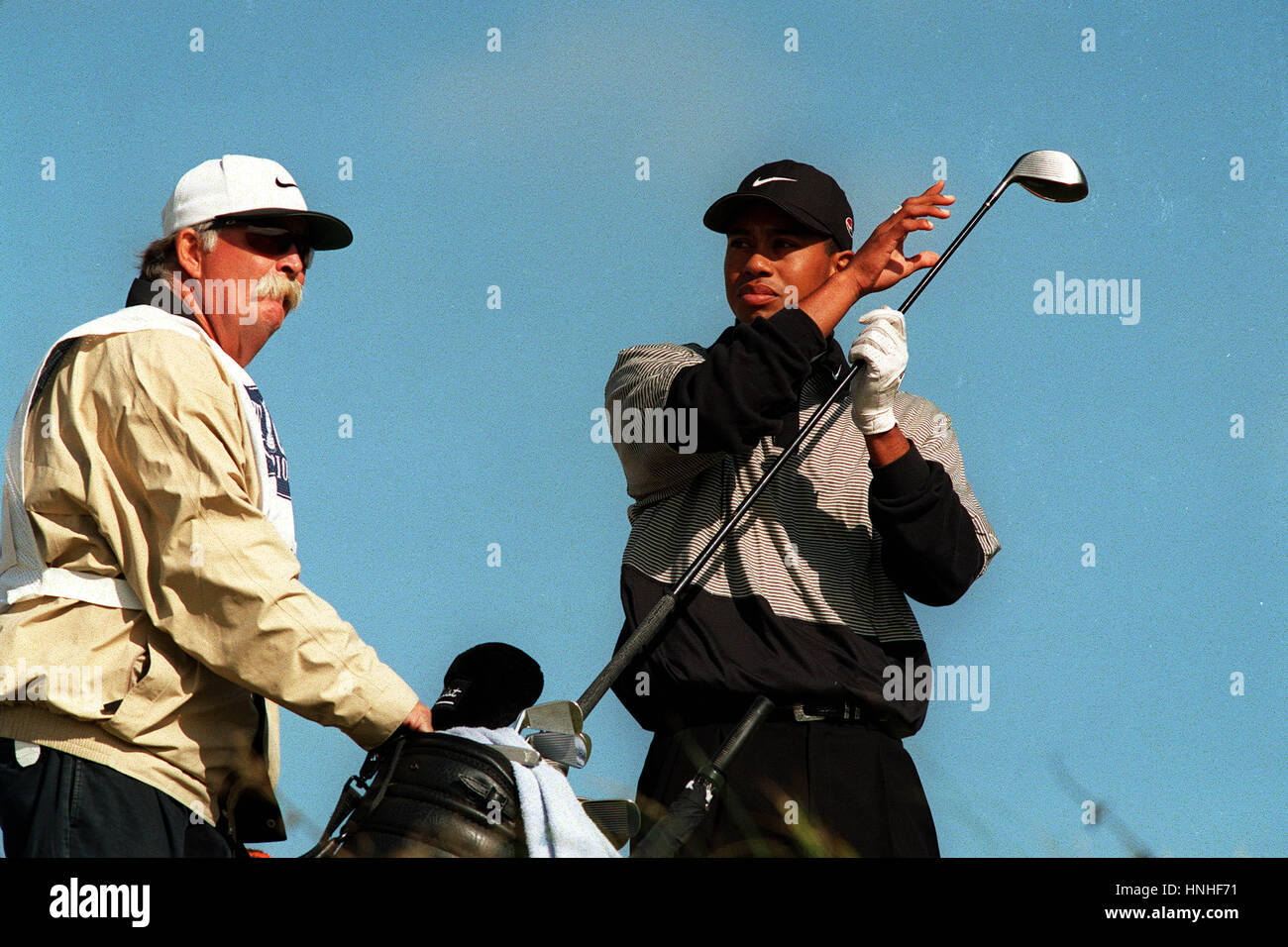 TIGER WOODS & CADDY BRITISH OPEN ROYAL BIRKDALE 19 July 1998 Stock