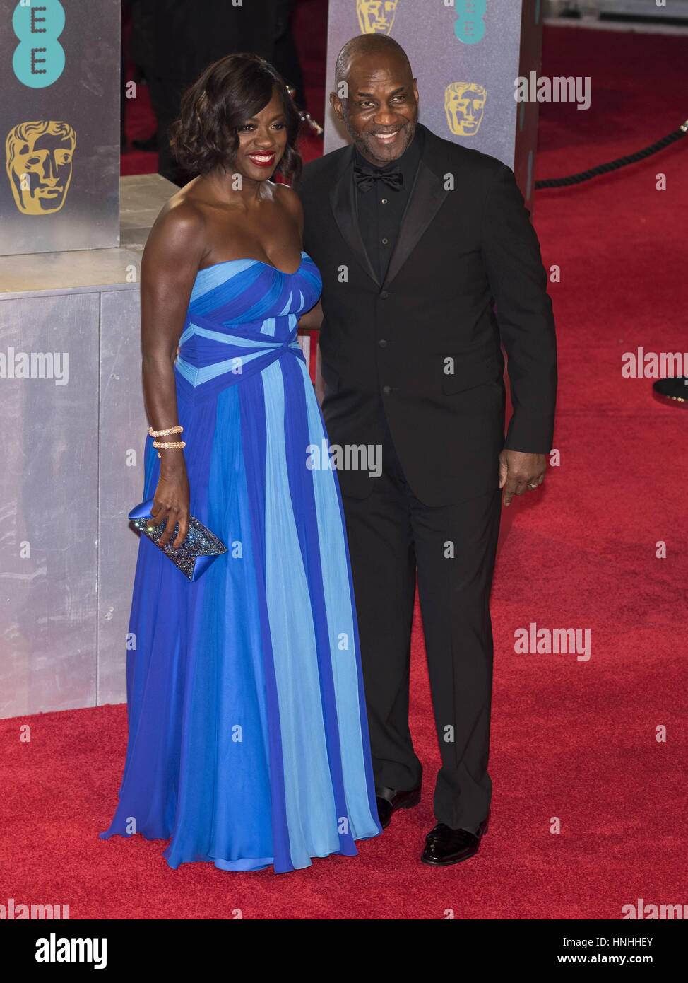 Julius Tennon and Viola Davis attends EE British Academy Film Awards 2017 at the Royal Albert Hall. London, England, UK Stock Photo