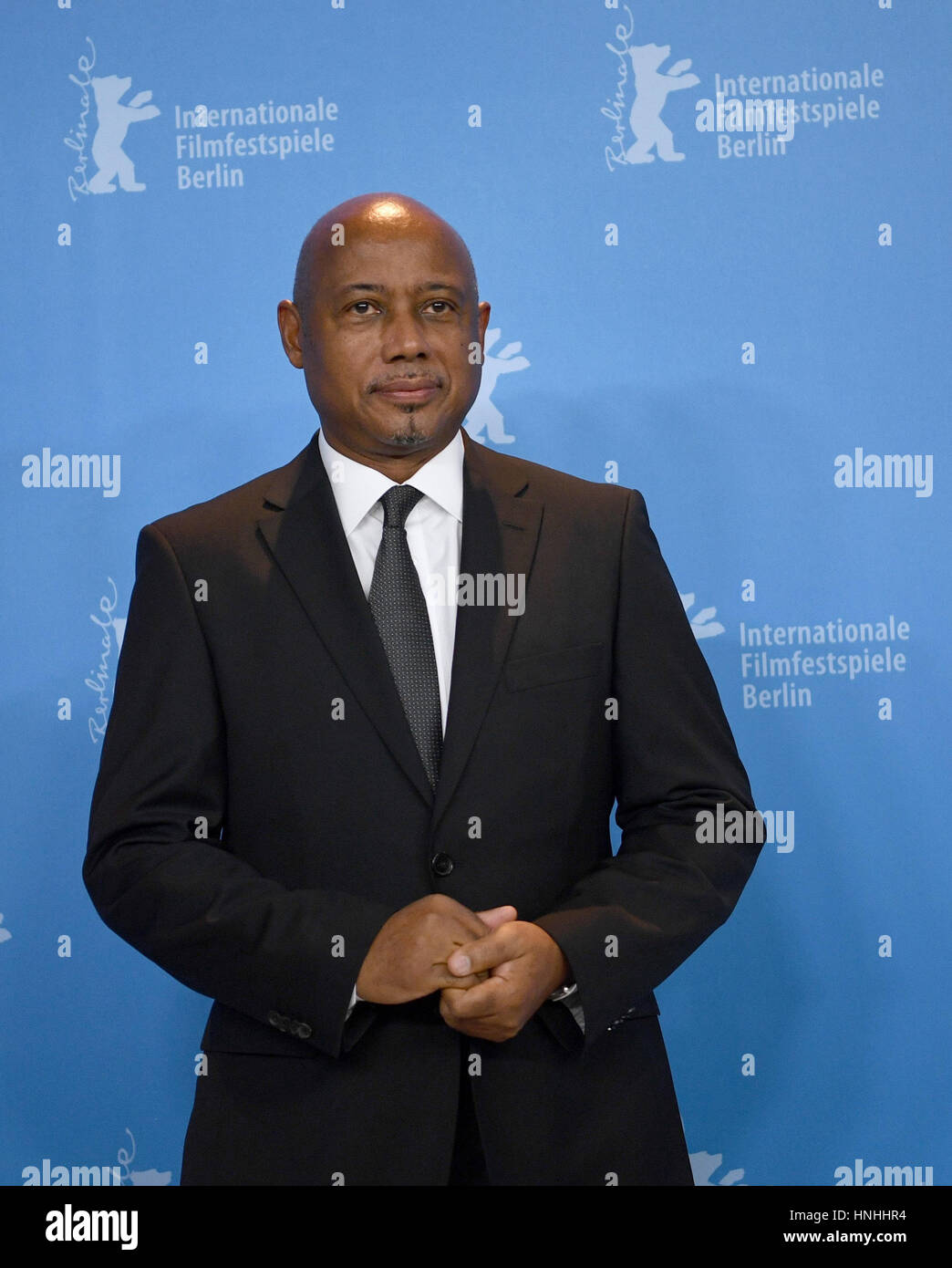 Berlin, Germany. 12th Feb, 2017. The director Raoul Peck arrives for the photo call of the film 'The Young Karl Marx' at the 67th International film festival in Berlin, Germany, 12 February 2017. The film will be aired in the section 'Berlinale Special'. Photo: Monika Skolimowska/dpa/Alamy Live News Stock Photo