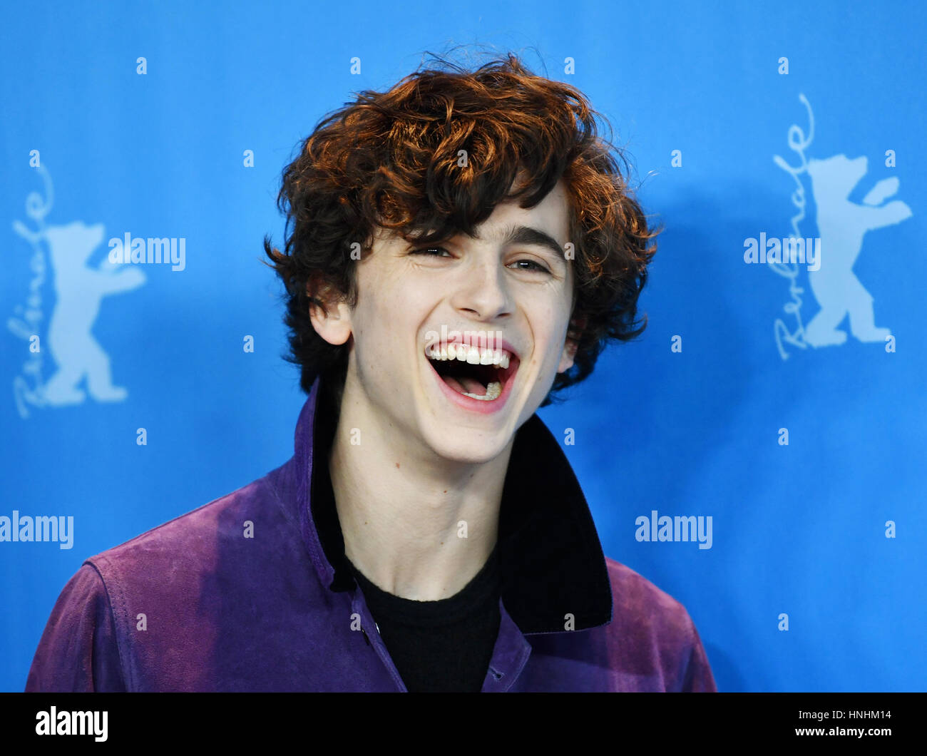 US-American actor Timothée Chalamet, photographed during the photo call for the movie 'Call me by Your name' during the 67th International Berlin Film Festival in Berlin, Germany, 13 February 2017. The movie runs in the Panorama special. Photo: Jens Kalaene/dpa-Zentralbild/dpa Stock Photo