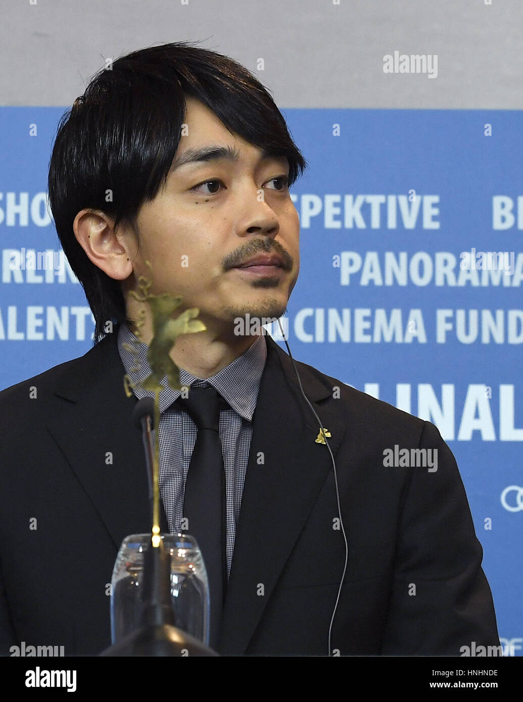 Actor Sho Aoyagi, photographed during the press conference for the