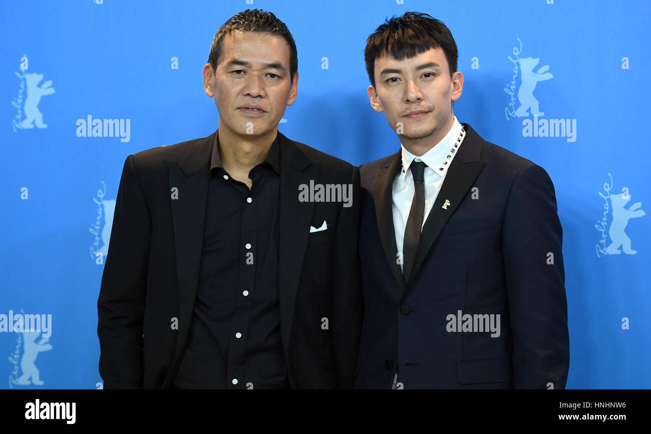 Berlin, Germany. 13th Feb, 2017. Actor Chang Chen (r) and director Sabu, photographed during the photo call for the movie 'Mr. Long' at the 67th International Berlin Film Festival in Berlin, Germany, 13 February 2017. The movie runs in competition. Photo: Britta Pedersen/dpa-Zentralbild/ZB/dpa/Alamy Live News Stock Photo