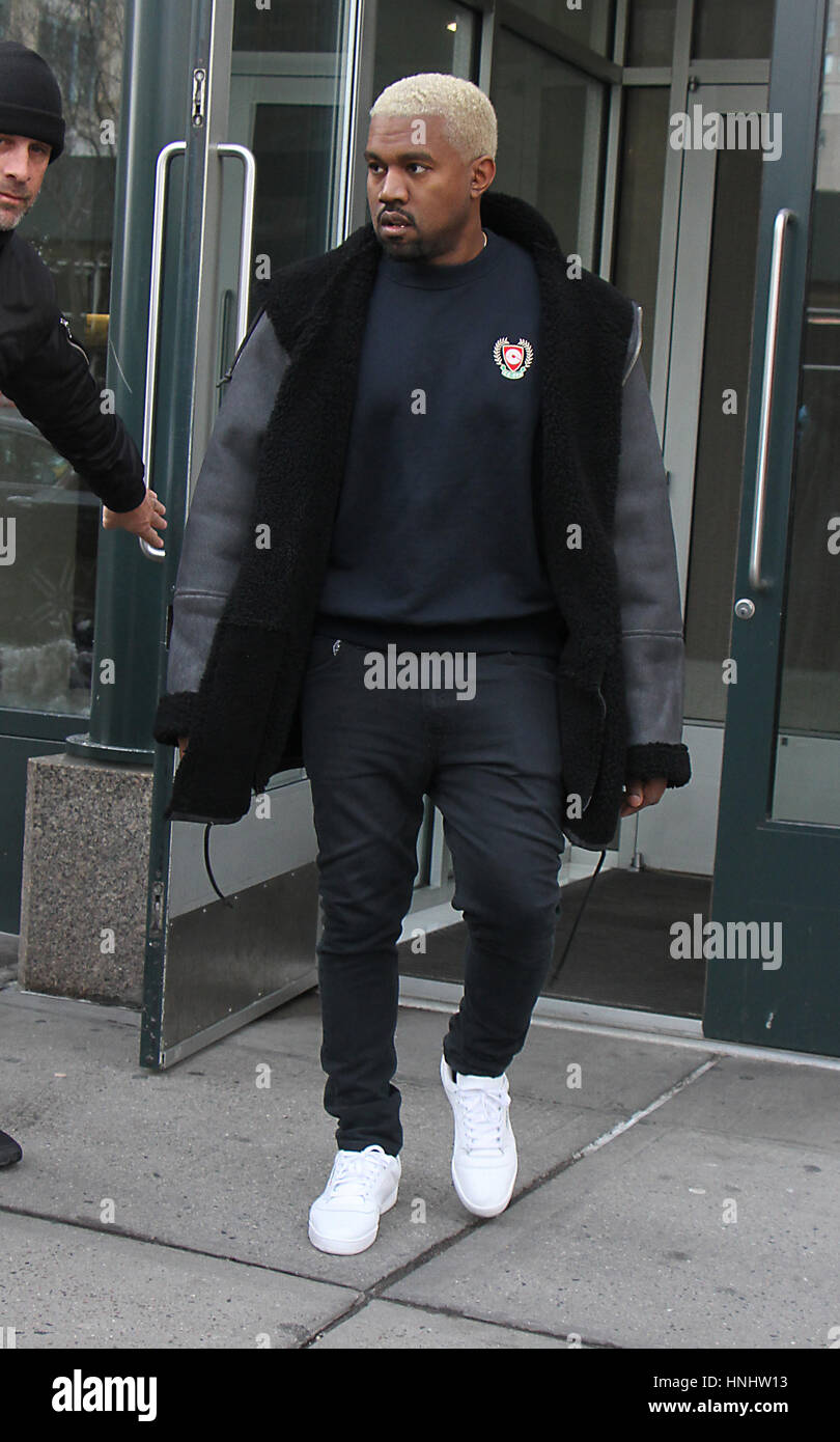 New York, NY, USA. 13th Feb, 2017. Kanye West seen leaving his hotel while  in town for Fashion Week in New York City on February 13, 2017. Credit:  Rw/Media Punch/Alamy Live News