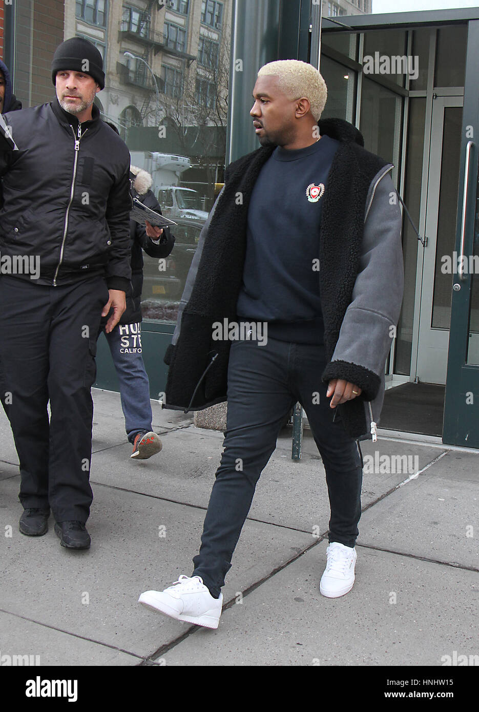 New York, NY, USA. 13th Feb, 2017. Kanye West seen leaving his hotel while  in town for Fashion Week in New York City on February 13, 2017. Credit:  Rw/Media Punch/Alamy Live News