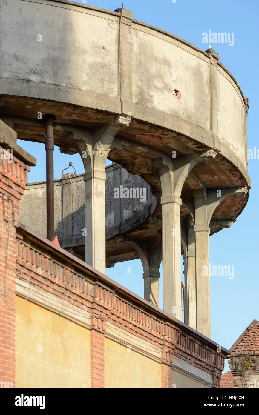 thin pillars of water tank, Crespi on Adda Stock Photo