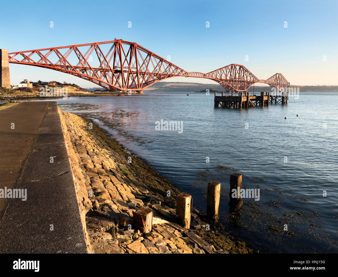 Forth Bridge from West Bay at North Queensferry Fife Scotland Stock Photo