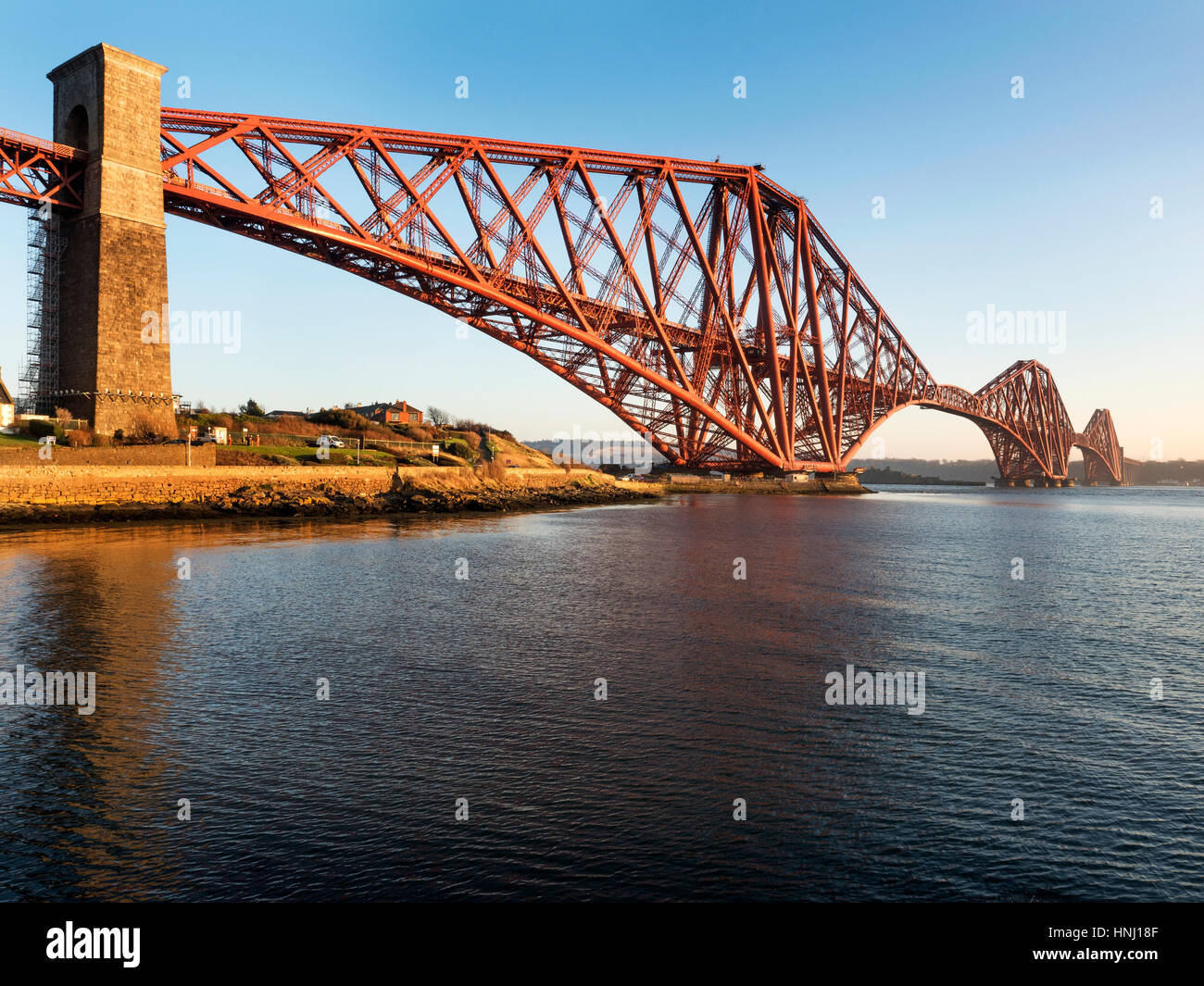 Forth Bridge from South Bay at North Queensferry Fife Scotland Stock Photo