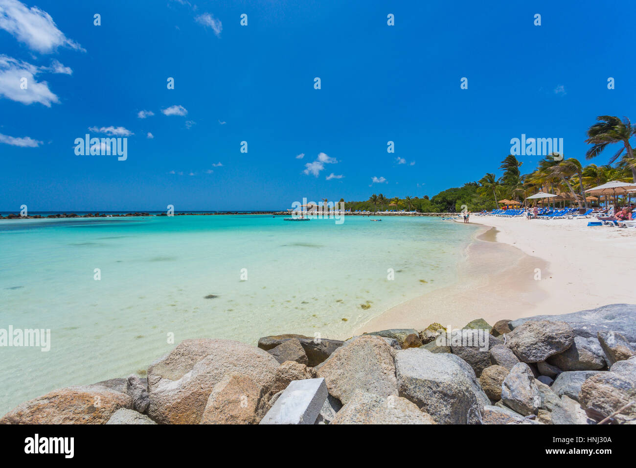 Flamingo beach at Aruba. Renaissance Aruba Private Island Stock Photo ...