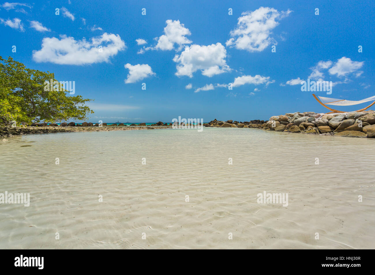 Flamingo beach at Aruba. Renaissance Aruba Private Island Stock Photo ...
