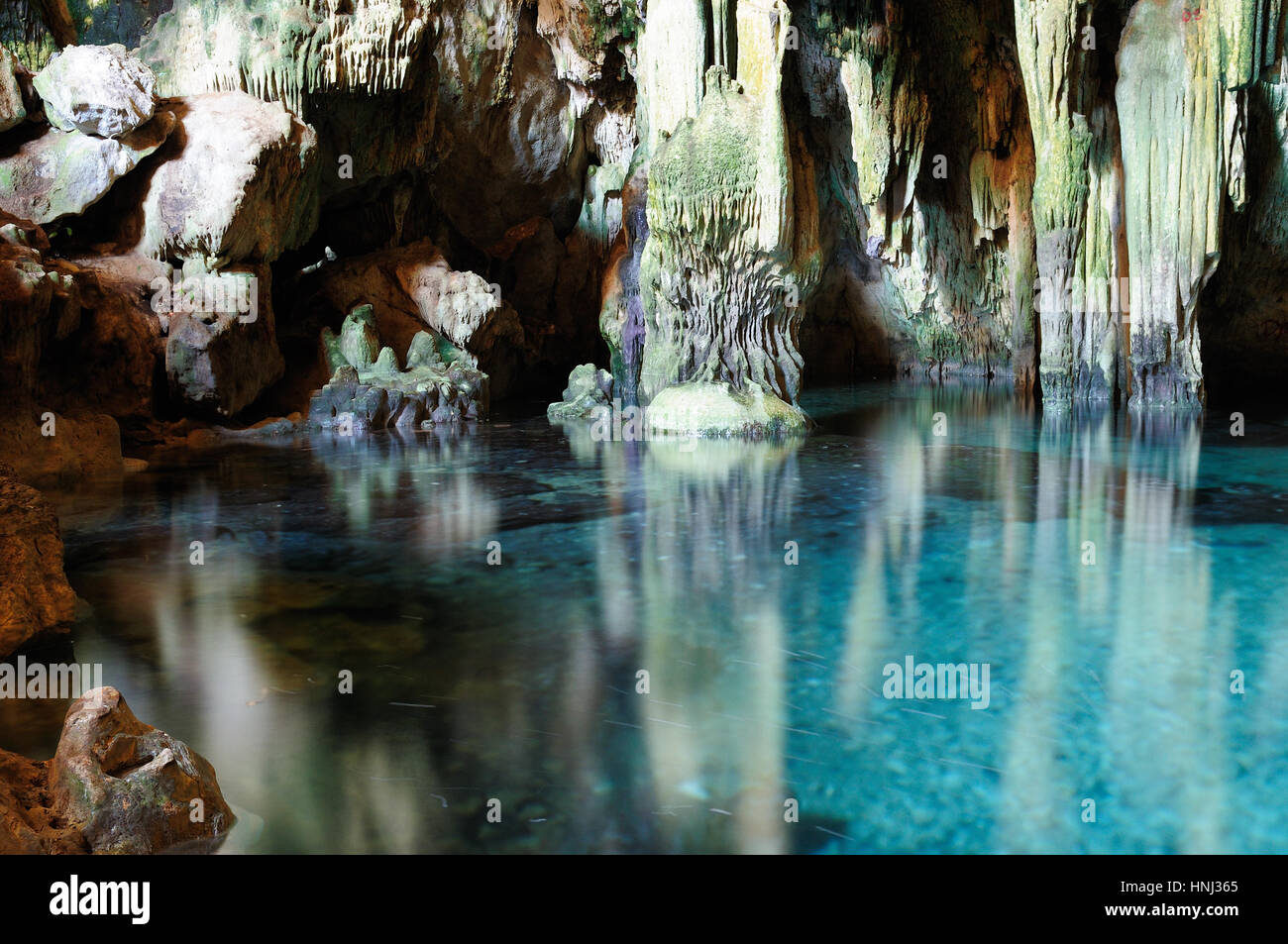 Ancient cenote, underground lake in the cave in Yucatan state, Mexico ...