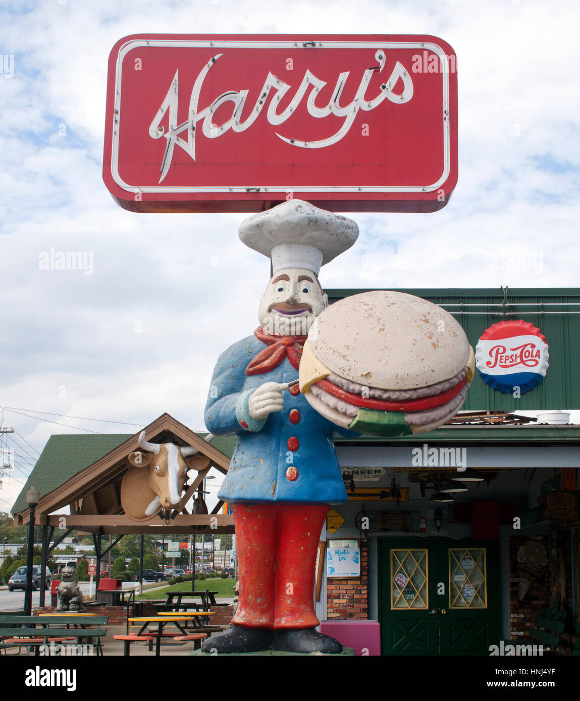 Harrys Grill and Piggys Ice restaurant in Hendersonville North Carolina Stock Photo