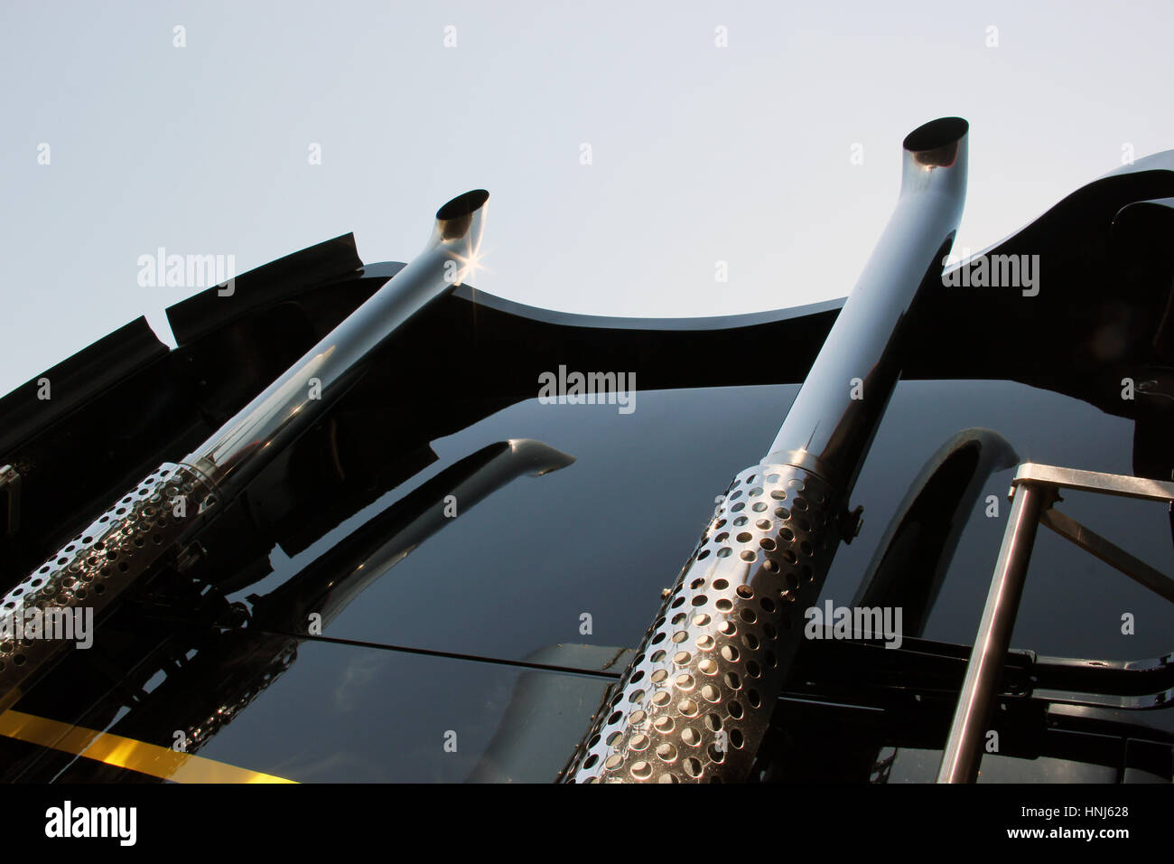 Exhaust pipes from a truck Stock Photo Alamy