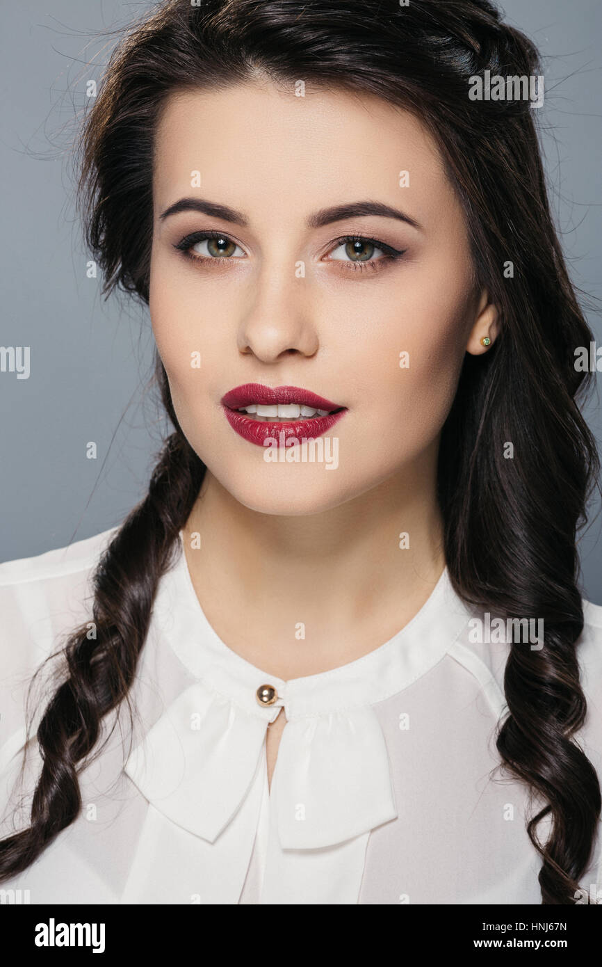 A portrait of beautiful brunette woman Stock Photo - Alamy