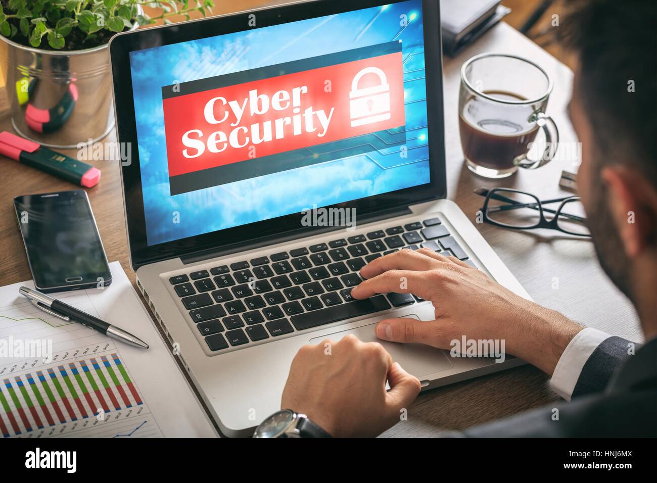 Security Man At Computer Technology security cyber safety hi-res stock photography and images ...
