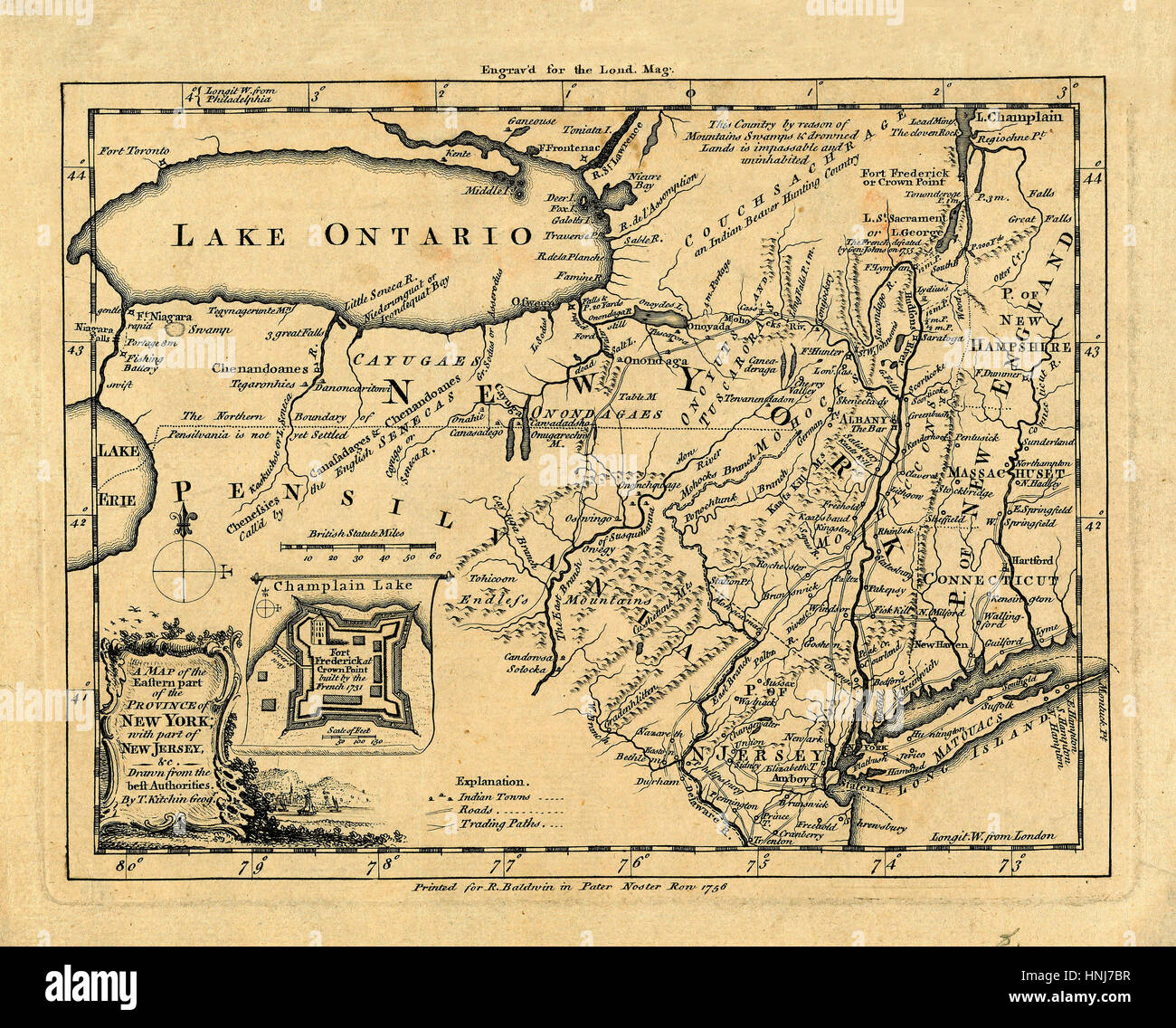 Map Of Lake Ontario 1756 Stock Photo