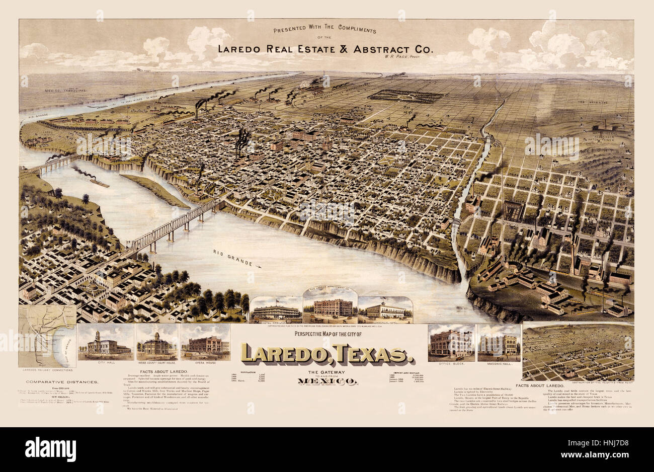Map Of Laredo 1892 Stock Photo