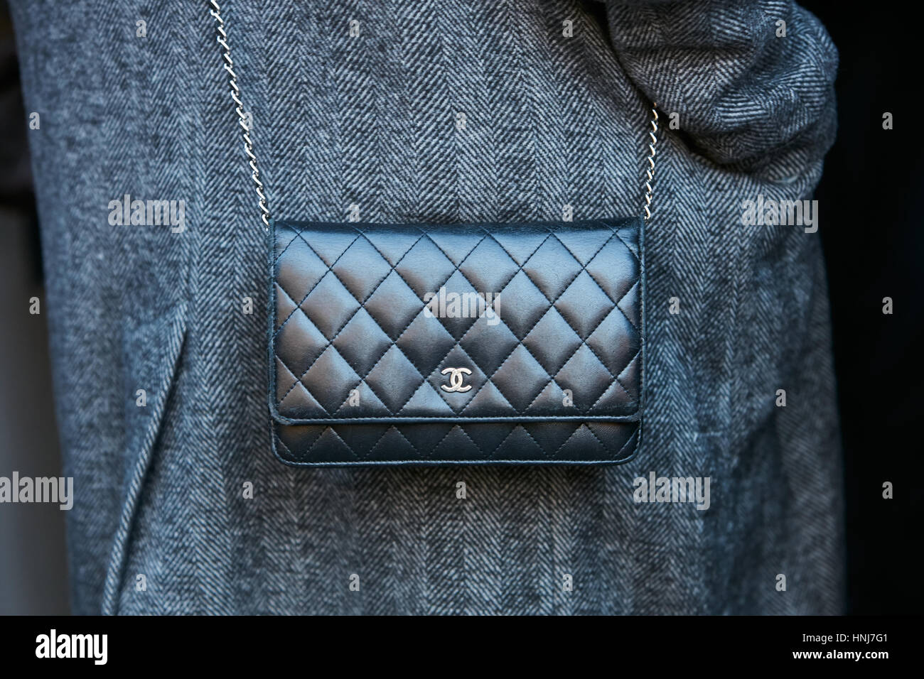 chanel black leather backpack