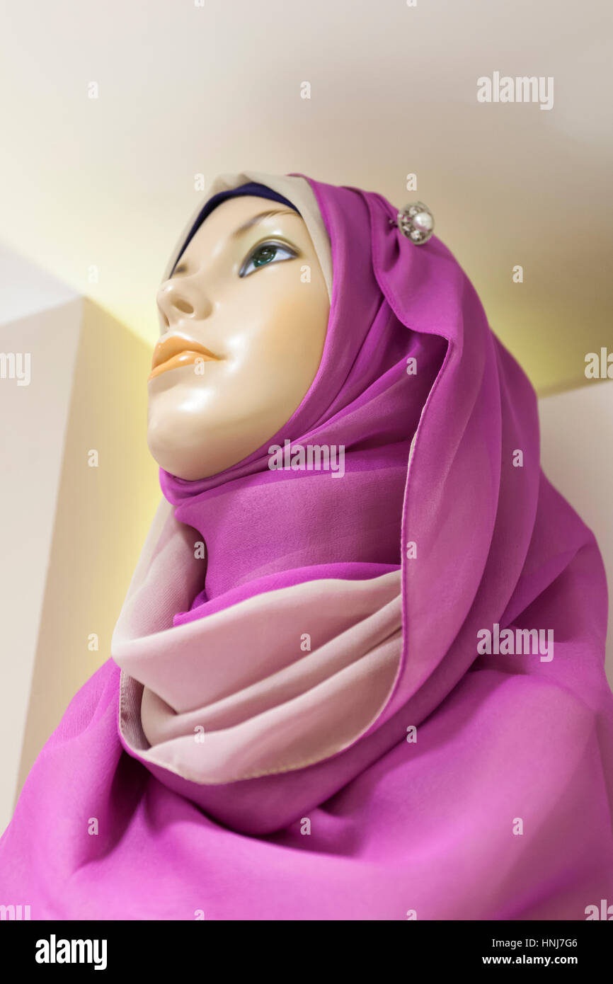 Mannequin of an young arabian woman wearing traditional hijab Stock Photo