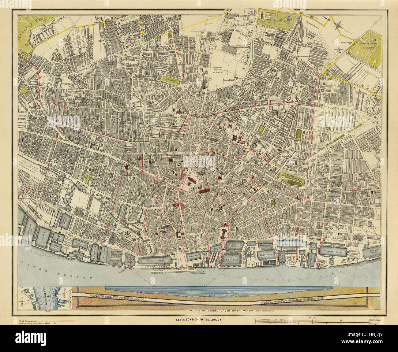 Map of Liverpool 1883 Stock Photo