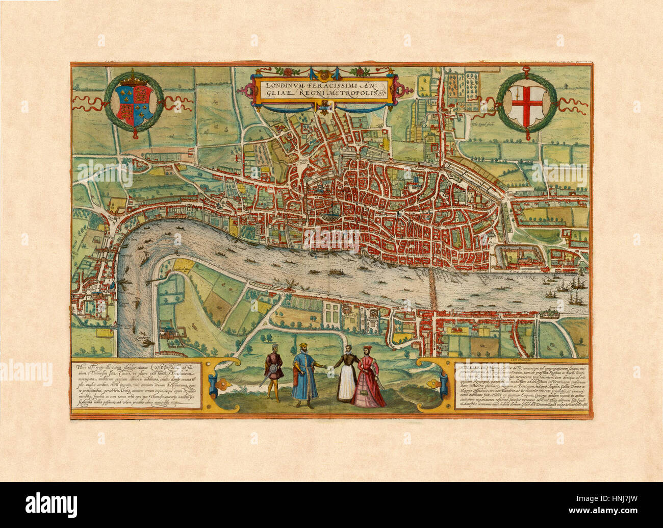 Map Of London 1570 Stock Photo