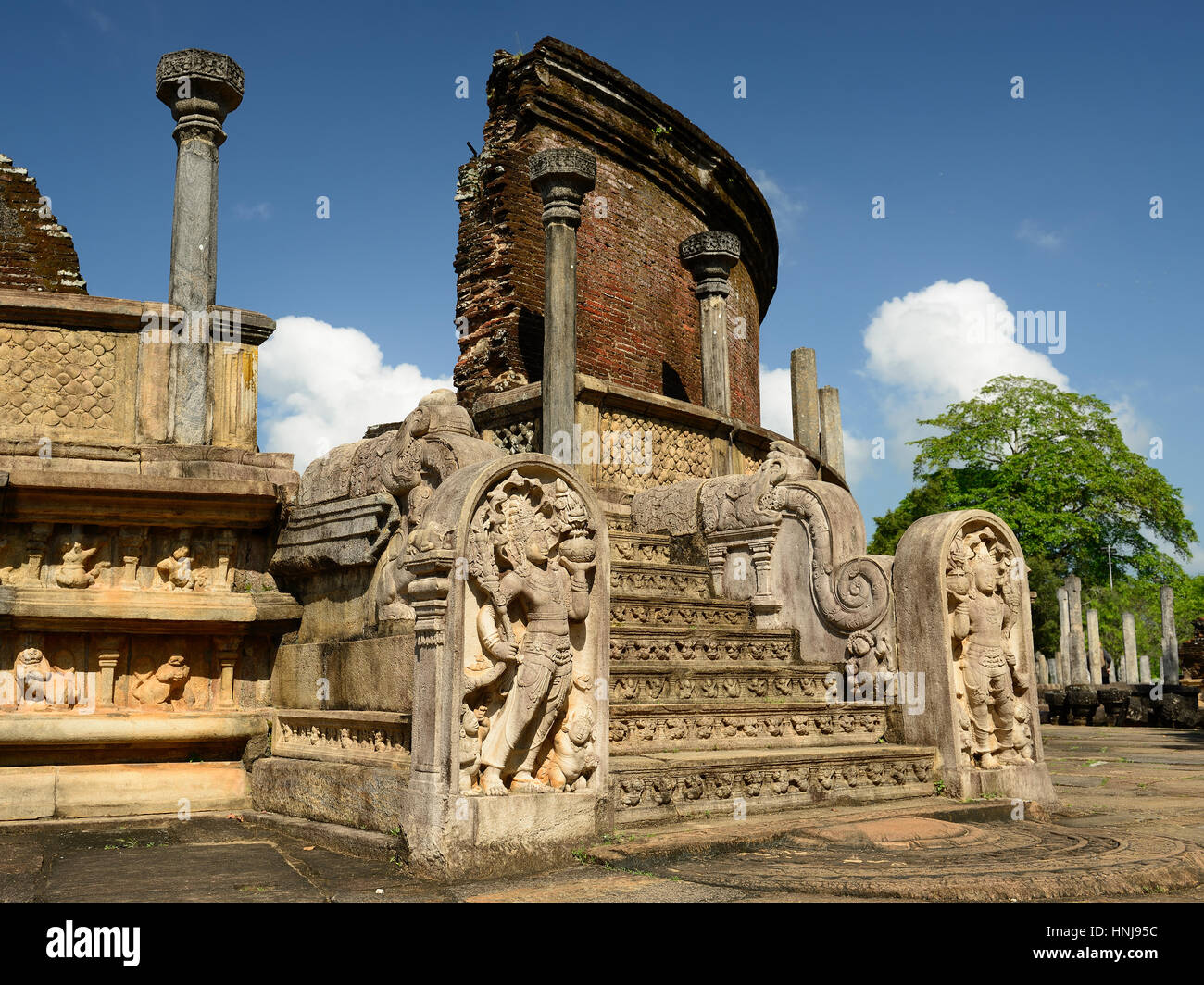 Polonnaruwa ruin was the second capital of Sri Lanka after the destruction of Polonnaruwa. The photograph is presenting  Vatadage (Round House). Sri L Stock Photo